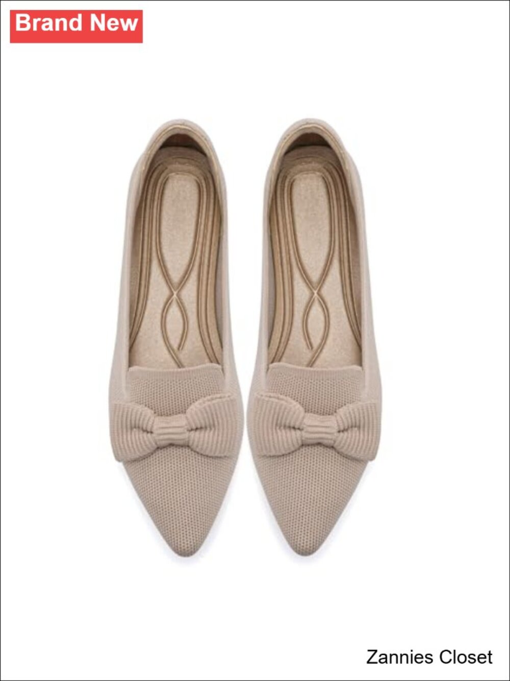✨ Pointed Toe Knit Bow Ballet Flats for Work Office Dressy Comfort